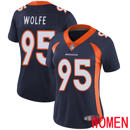 Women Denver Broncos #95 Derek Wolfe Navy Blue Alternate Vapor Untouchable Limited Player Football NFL Jersey